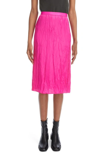 Shop Acne Studios Isba Light Crinkle Satin Skirt In Fuchsia Pink
