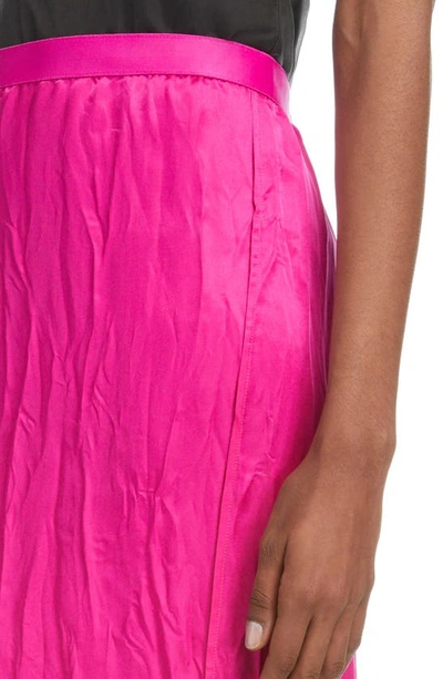 Shop Acne Studios Isba Light Crinkle Satin Skirt In Fuchsia Pink