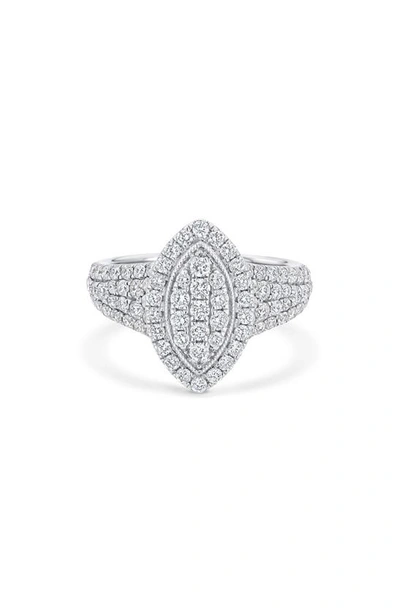 Shop Sara Weinstock Veena Pavé Diamond Marquise Pinky Ring In White Gold