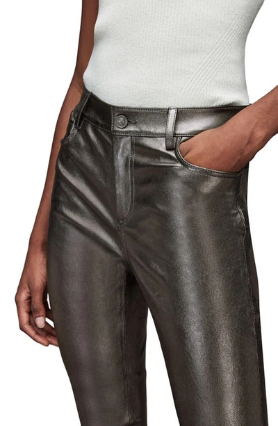 Shop Allsaints Ina Leather Skinny Jeans In Gunmetal