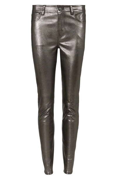 Shop Allsaints Ina Leather Skinny Jeans In Gunmetal