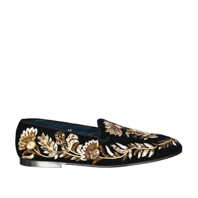 Shop Dolce & Gabbana Crystal Embelished Loafers In Black