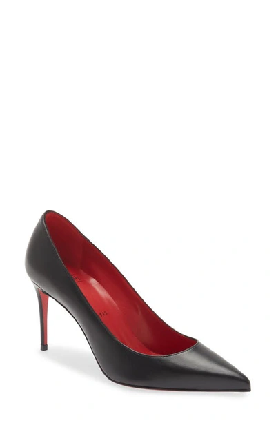 Shop Christian Louboutin Kate Pointed Toe Patent Leather Pump In Black/ Lin Loubi