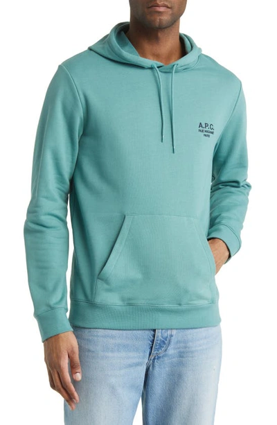 Shop Apc Marvin Organic Cotton Hoodie In Gray Green