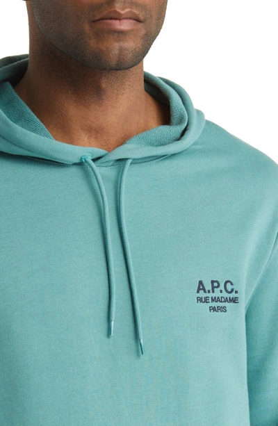 Shop Apc Marvin Organic Cotton Hoodie In Gray Green