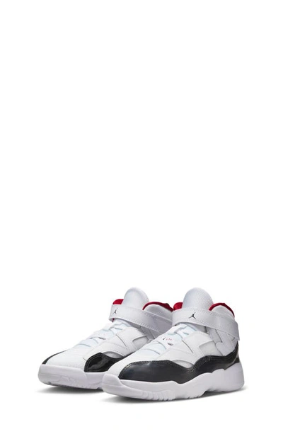 Shop Nike Kids' Jumpman Two Trey Sneaker In White/ Black/ Gym Red
