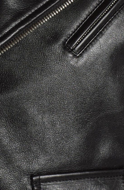 Shop Bottega Veneta Crop Leather Moto Jacket In Black