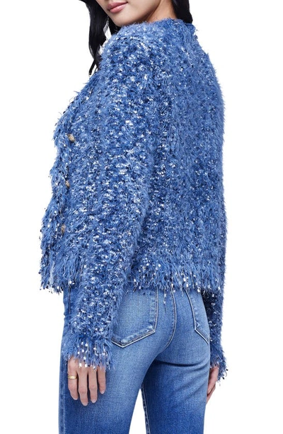 Shop L Agence Confetti Knit Cardigan In Blue Multi