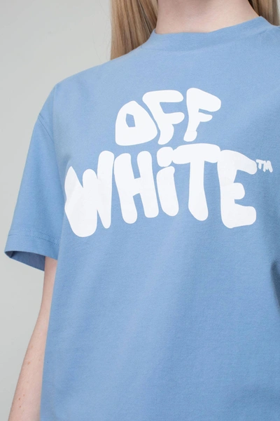 Off-White c/o Virgil Abloh Graphic Print Crew Neck T-Shirt w/ Tags - Blue T- Shirts, Clothing - WOWVA32468