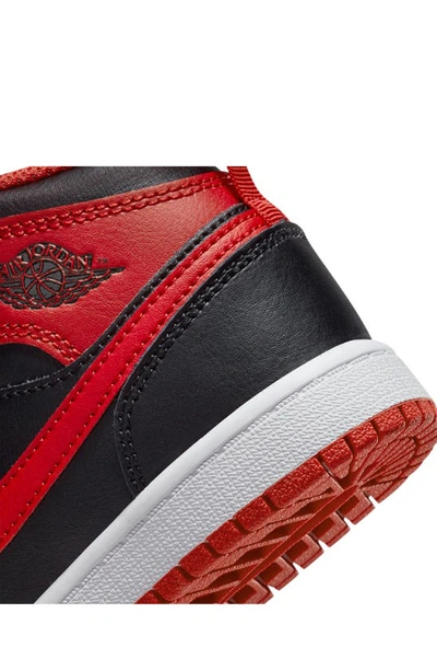 Shop Nike Kids' Air Jordan 1 Mid Sneaker In Black/ Fire Red/ White