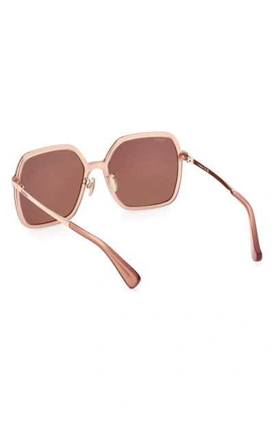 Shop Max Mara 59mm Square Sunglasses In Shiny Pink / Brown