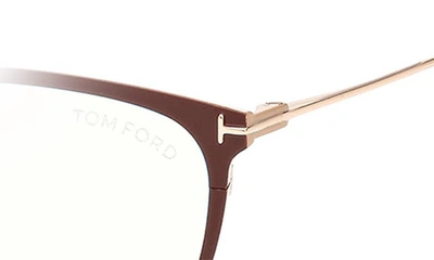 Shop Tom Ford 56mm Blue Light Blocking Glasses In Matte Light Brown