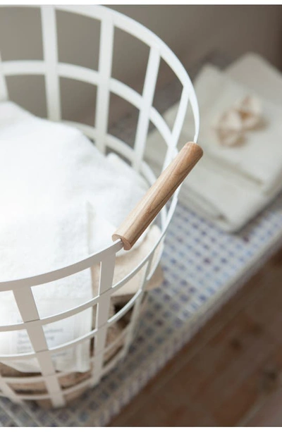 Yamazaki Tosca Round Steel Laundry Basket In White