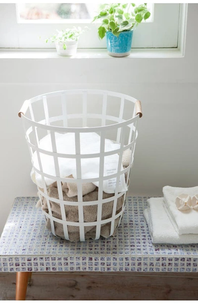 Shop Yamazaki Tosca Round Steel Laundry Basket In White
