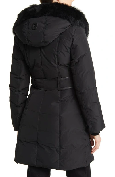 Shop Mackage Kay Water Resistant Down Coat With Genuine Shearling Trim In Black