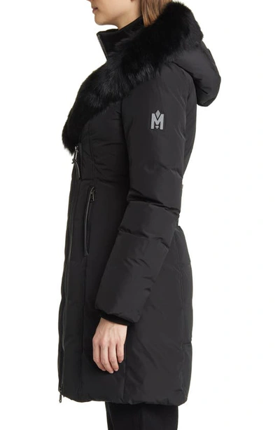 Shop Mackage Kay Water Resistant Down Coat With Genuine Shearling Trim In Black