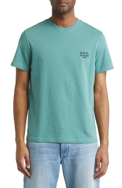 Shop Apc Raymond Organic Cotton T-shirt In Gray Green