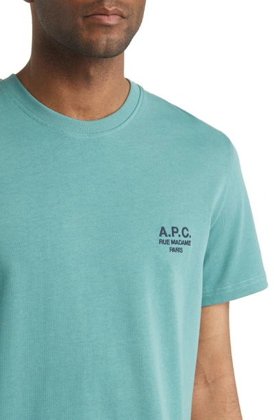 Shop Apc Raymond Organic Cotton T-shirt In Gray Green
