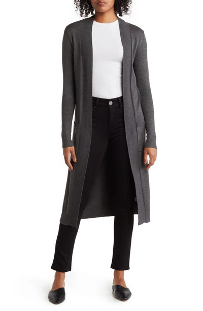 Shop By Design Tribec Knee Length Cardigan In Charcoal Heather