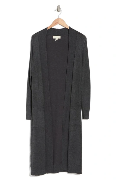 Shop By Design Tribec Knee Length Cardigan In Charcoal Heather
