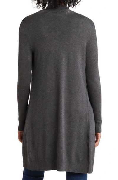 By Design Hudson Mid Thigh Lightweight Cardigan In Charcoal Heather