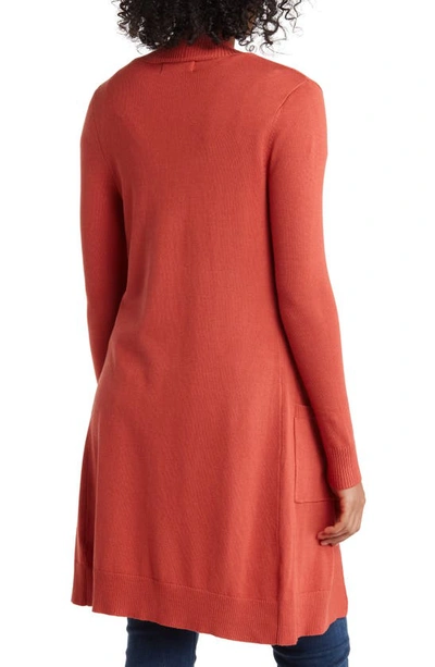 Shop By Design Hudson Mid Thigh Lightweight Cardigan In Hot Sauce