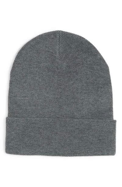 Ugg Logo Knit Cuff Beanie In Charcoal