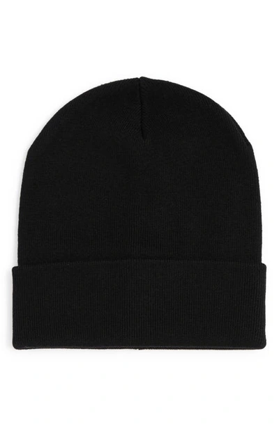 Shop Ugg Logo Knit Cuff Beanie In Black/black