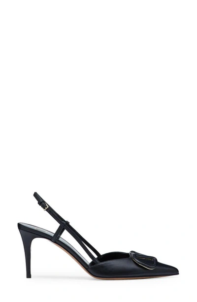 Shop Valentino Vlogo Pointed Toe Slingback Pump In Nero