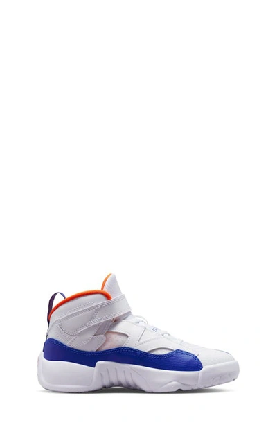 Shop Nike Kids' Jumpman Two Trey Sneaker In White/ Royal/ Orange/ White