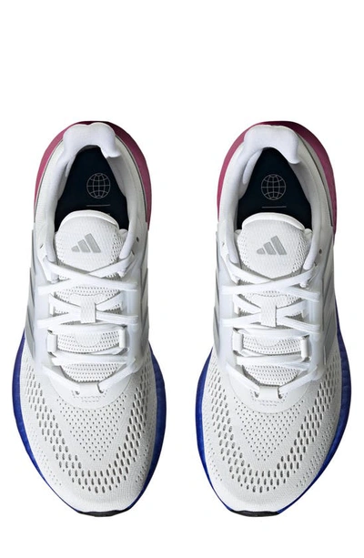 Shop Adidas Originals Pureboost 22 Running Shoe In White/ Grey/ Lucid Blue