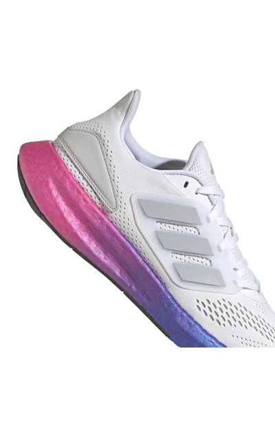Shop Adidas Originals Pureboost 22 Running Shoe In White/ Grey/ Lucid Blue