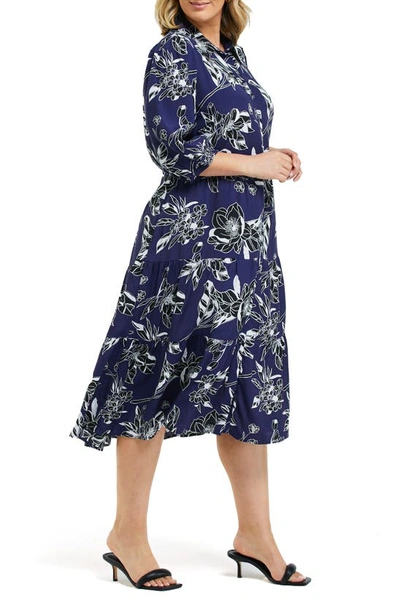 Shop Estelle Talled Floral Tiered Shirtdress In Print