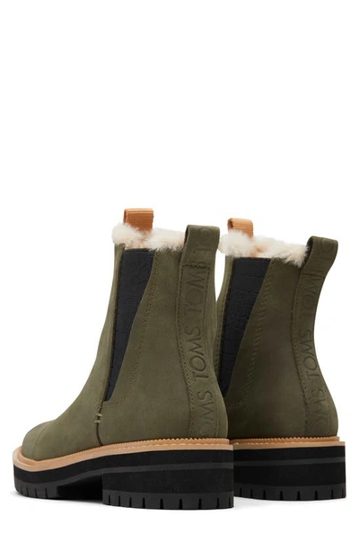 Toms Dakota Faux Fur Lined Chelsea Boot In Green