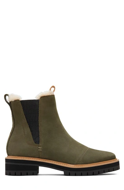 Shop Toms Dakota Faux Fur Lined Chelsea Boot In Green