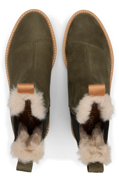 Shop Toms Dakota Faux Fur Lined Chelsea Boot In Green