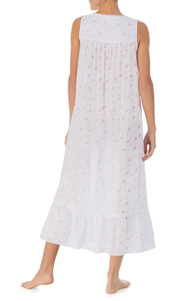 Shop Eileen West Ballet Sleeveless Cotton Nightgown In Wht/ Flor