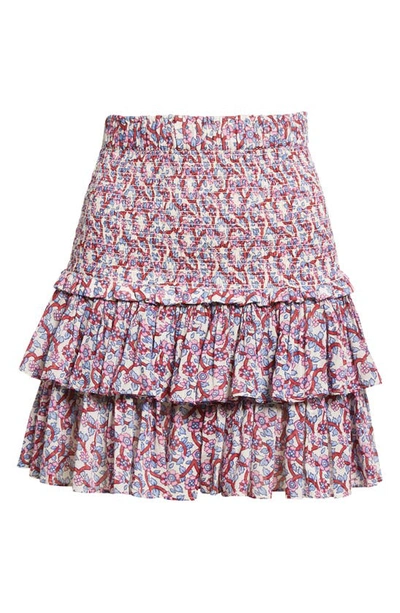 Shop Isabel Marant Étoile Naomi Smocked Tiered Ruffle Cotton Skirt In Ecru