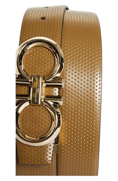 Shop Ferragamo Double Gancio Textured Leather Belt In Rafia Nero