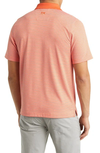 Cutter & Buck Forge Drytec Stripe Performance Polo In College Orange