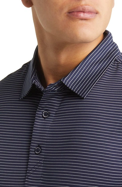 Cutter & Buck Forge Drytec Pencil Stripe Performance Polo In Liberty Navy