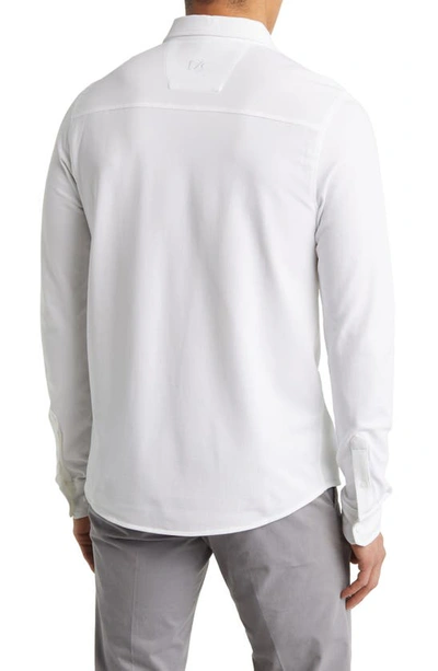 Cutter & Buck Men's Reach Oxford Button Front Shirt In White