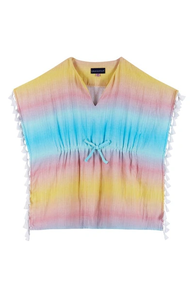 Shop Andy & Evan Kids' Tassel Cotton Cover-up Dress In Rainbow Ombre