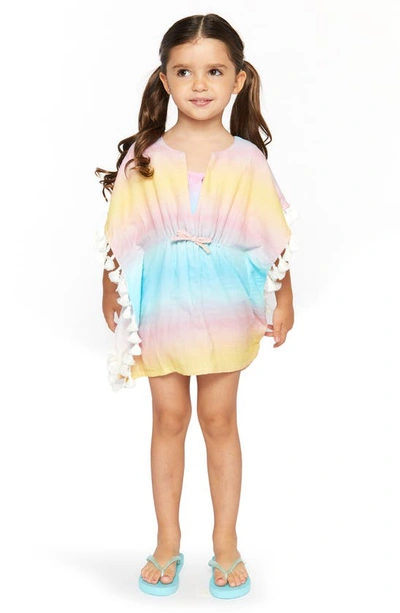 Shop Andy & Evan Kids' Tassel Cotton Cover-up Dress In Rainbow Ombre