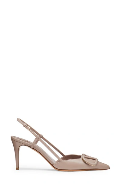 Shop Valentino Vlogo Pointed Toe Slingback Pump In Poudre
