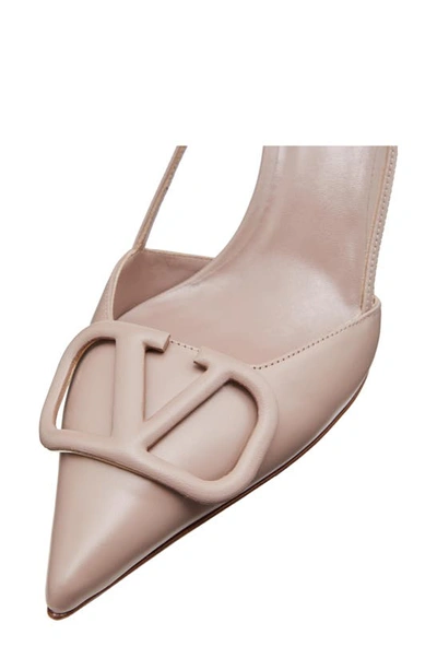 Shop Valentino Vlogo Pointed Toe Slingback Pump In Poudre