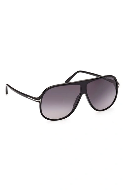 Shop Tom Ford Spencer 62mm Gradient Oversize Pilot Sunglasses In Shiny Black / Smoke Flash