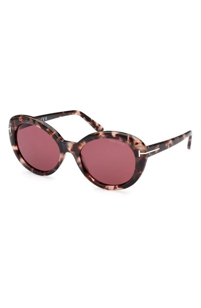 Shop Tom Ford Lily 55mm Cat Eye Sunglasses In Pink Havana / Bordeaux