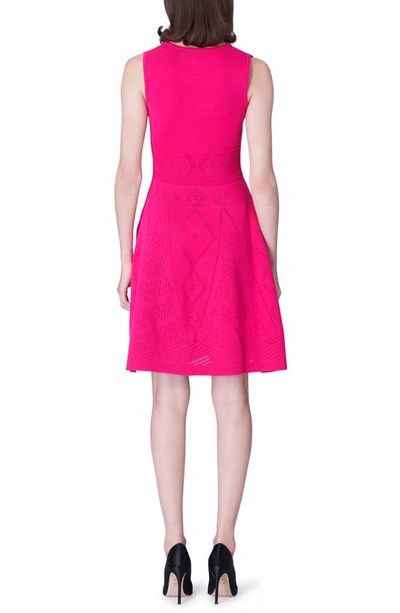 Shop Carolina Herrera Pointelle Jacquard Fit & Flare Dress In Cerise Pink