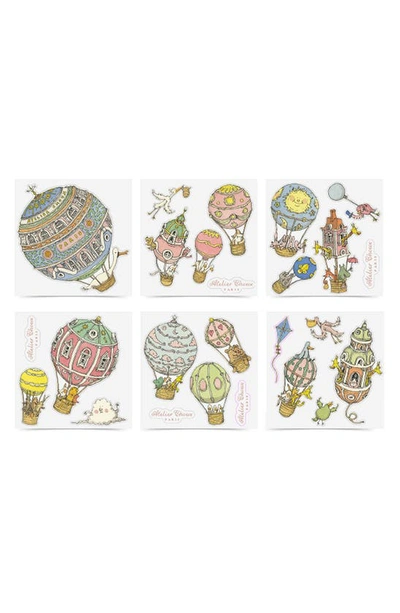 Shop Atelier Choux Hot Air Balloons Swaddle & Sticker Set In Multi